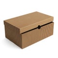 Cardboard box with sliding lid and black handle isolated on white background Royalty Free Stock Photo
