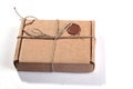 Cardboard box with wax seal Royalty Free Stock Photo