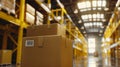 Boxes in a Warehouse Aisle. AI generated Royalty Free Stock Photo