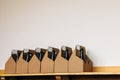 Cardboard boxes with bottles of wine in the wine store