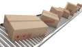 Cardboard boxes on conveyor belt