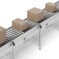 Cardboard boxes on a conveyor belt Royalty Free Stock Photo