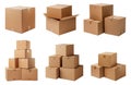 Cardboard boxes isolated on a transparent background. Mockup.