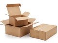 Cardboard boxes isolated on white background Royalty Free Stock Photo