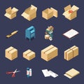 Cardboard Boxes Isometric Set Royalty Free Stock Photo