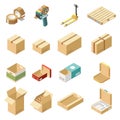 Cardboard Boxes Isometric Set Royalty Free Stock Photo