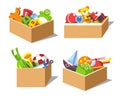 Cardboard boxes with kids favorite toys for children playroom