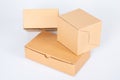 Cardboard boxes many size package brown on white background