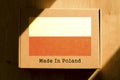 Made in Poland. Cardboard boxes with text `Made In Poland` and the Flag of Poland.