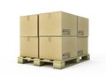 Cardboard boxes on pallet Royalty Free Stock Photo