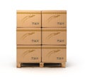 Cardboard boxes on pallet Cargo, delivery and transportation log Royalty Free Stock Photo