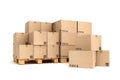 Cardboard boxes on pallet. Royalty Free Stock Photo