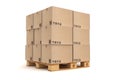 Cardboard boxes on pallet. Royalty Free Stock Photo