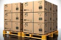 Cardboard Boxes on Pallet - Streamlined Packing and Shipping for Seamless Supply Chains. created with Generative AI