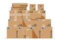 Cardboard boxes pile isolated on white Royalty Free Stock Photo