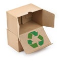 Cardboard boxes with recyclable symbol