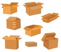 Cardboard boxes set. Delivery and packaging. Transport, delivery. Hand drawn vector illustrations isolated on the white background Royalty Free Stock Photo