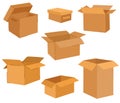 Cardboard boxes set. Delivery and packaging. Transport, delivery. Hand drawn vector illustrations isolated on the white background Royalty Free Stock Photo