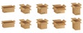 Cardboard boxes set of icons Royalty Free Stock Photo