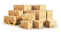 Cardboard boxes on shipping pallets Royalty Free Stock Photo