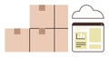 Cloud Storage and Inventory Management with Boxes and Digital Interface Royalty Free Stock Photo