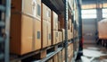 Cardboard boxes stacked on a pallet in a warehouse, ready for shipping. Royalty Free Stock Photo