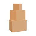 Cardboard boxes stacks. Stacked set of packages. Graphic design element for flyer, poster, mail service, worldwide