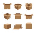 Cardboard Boxes Vector Illustration Set Royalty Free Stock Photo