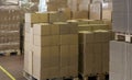Cardboard boxes in a warehouse Royalty Free Stock Photo