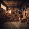 Cardboard boxes in warehouse ready for transportation Royalty Free Stock Photo