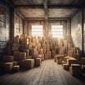 Cardboard boxes in warehouse ready for transportation Royalty Free Stock Photo