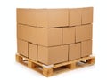 Cardboard boxes on wooden palette Royalty Free Stock Photo