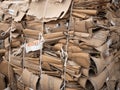 Cardboard bundled up for recycling