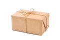 Cardboard carton wrapped with brown paper and cord Royalty Free Stock Photo