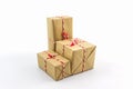 Cardboard carton wrapped with brown paper, tied with string. Royalty Free Stock Photo