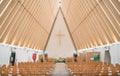 Christchurch, New Zealand -October-01-2017 : The inside of Cardboard Cathedral in Christchurch, New Zealand. Royalty Free Stock Photo