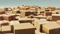 Cardboard Chaos: A Textured Landscape of Boxes on a Light Canvas
