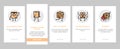 cardboard character box package onboarding icons set vector