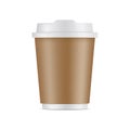 Cardboard coffee cup with lid isolated