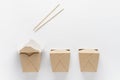 Cardboard container for takeaway food and chopsticks Royalty Free Stock Photo
