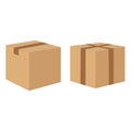 Cardboard delivery boxes collection isolated on white background. Royalty Free Stock Photo