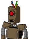 Cardboard Droid With Cylinder Head And Round Mouth And Cyclops Eye And Wire Hair