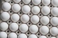 Cardboard egg box with chicken white eggs Royalty Free Stock Photo