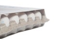 Cardboard egg box with chicken white eggs Royalty Free Stock Photo