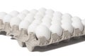 Cardboard egg box with chicken white eggs Royalty Free Stock Photo
