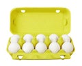 Cardboard egg box with eggs Royalty Free Stock Photo