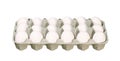Cardboard egg box with white chicken eggs isolated on white Royalty Free Stock Photo