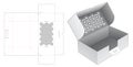 Cardboard folding handle box stenciled pattern die cut template and 3D mockup
