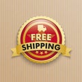 Cardboard Free Shipping Red Button Royalty Free Stock Photo