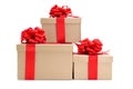 Cardboard gifts boxes with red ribbon bows